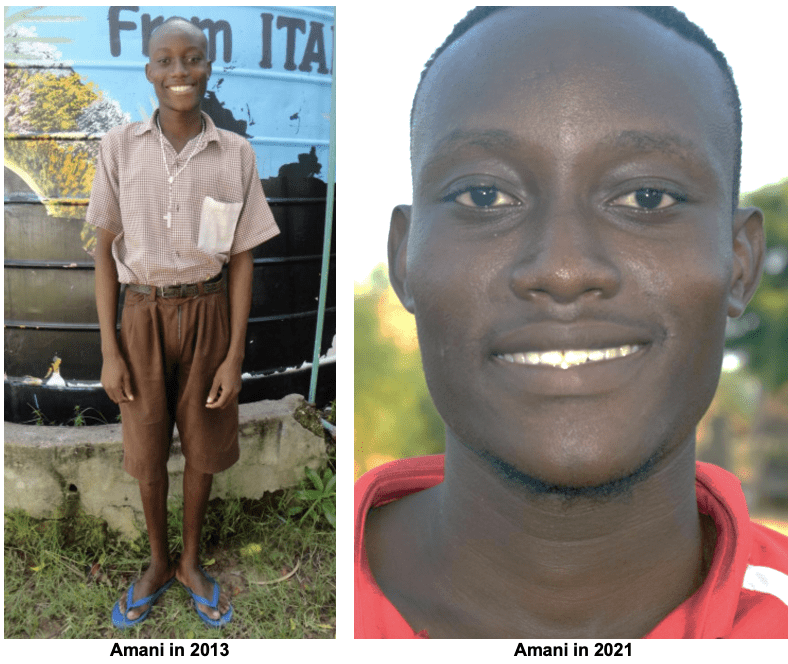 A glimpse at Kenyan teen, Amani Patrick, in 2013 versus 2021