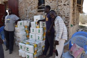 Bags of flour which were distributed to community members