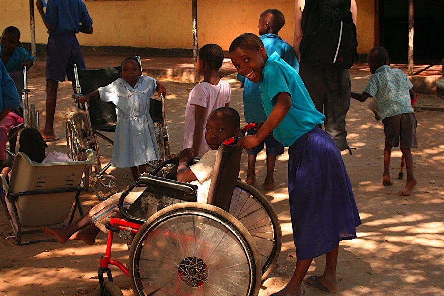 students on a wheelchair