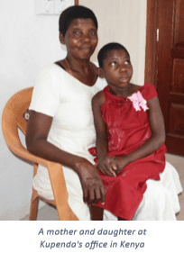 A mother and daughter at Kupenda's office in Kenya 