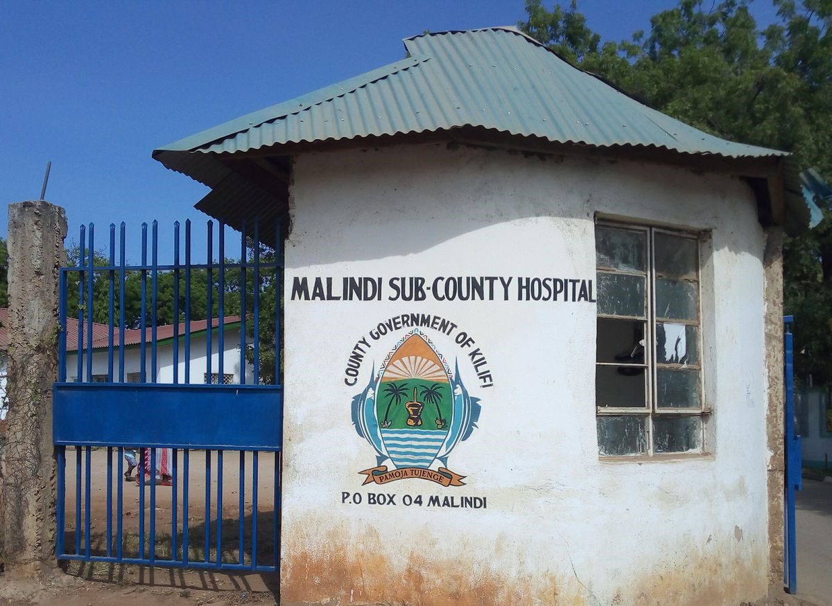 A photo of the outside of a Malindi Sub-county hospital