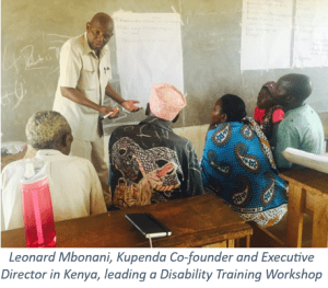 Leonard Mbonani, Kupenda Co-founder and Executive Director in Kenya, leading a Disability Training Workshop