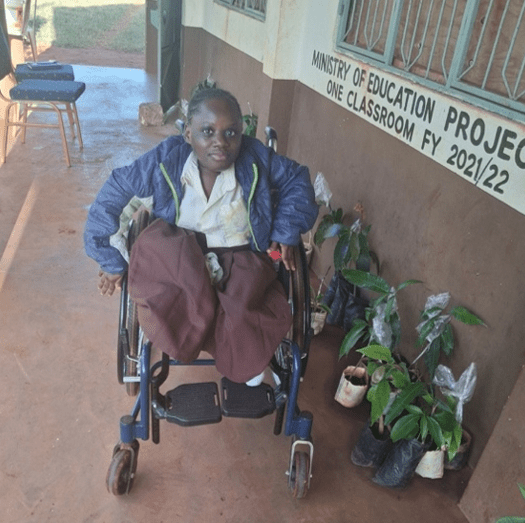 furaha in a wheelchair